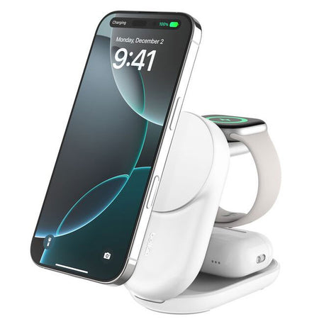 BELKIN Station de Recharge Magnétique 3-en-1 Qi2 (25W) (Blanc)